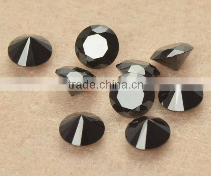 factory price 6mm Machine cut round black cubic zirconia