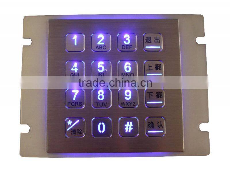 Waterproof rear panel mounted backlit keypad