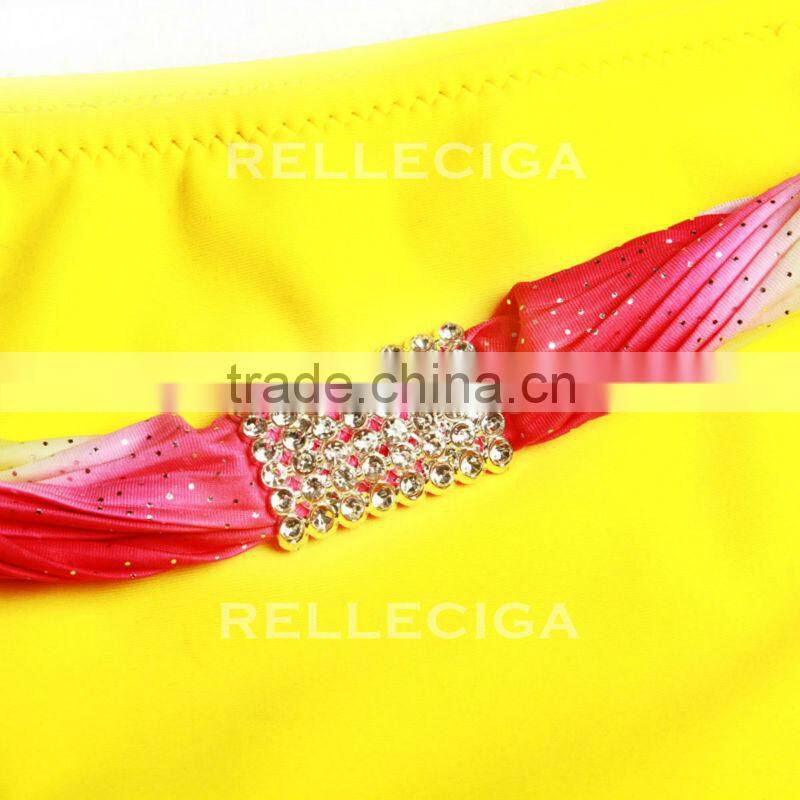 The Epitome of Rainbow - RELLECIGA Rose-Yellow-White Elegant Draped Halter Bikini Set