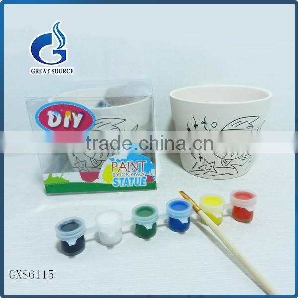 Unpainted flower pot nontoxic diy ceramic paint sets for children