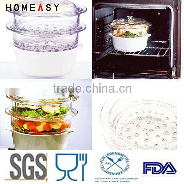 wholesale new homeasy pyrex glass large food steamer for cooking
