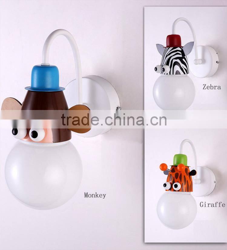 Hot Selling Acrylic Lampshade Wall Lamps Iron Frame Animals Design Children Wall Lights for Bedroom