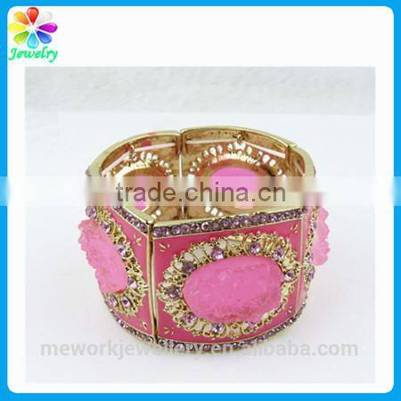 Multi layers gothic punk style beaded women lady brand rose gold bracelet