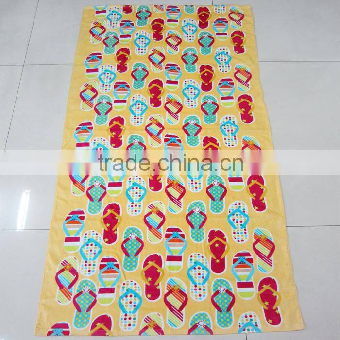 2016 top sale slipper printed casual beach towel play time printed towel