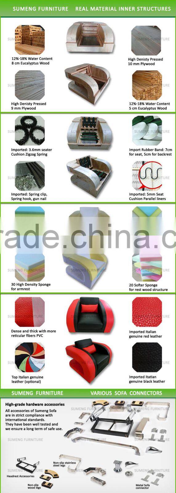 USA Cheap red leather sectinal sofa ON PROMOTION