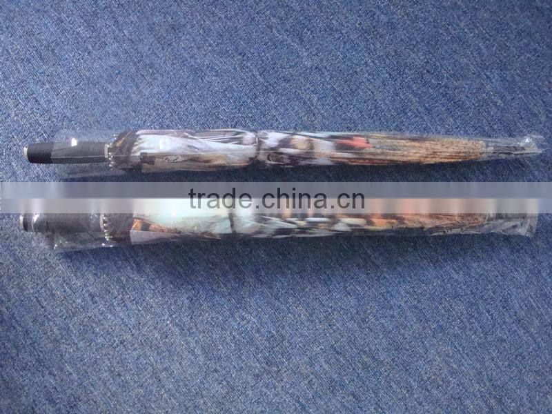 full digital walking stick lotus frame fibergalss one piece cover printed umbrella