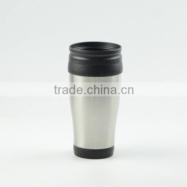 Double Wall PP Plastic Coffee Travel Mug With Silicon Band
