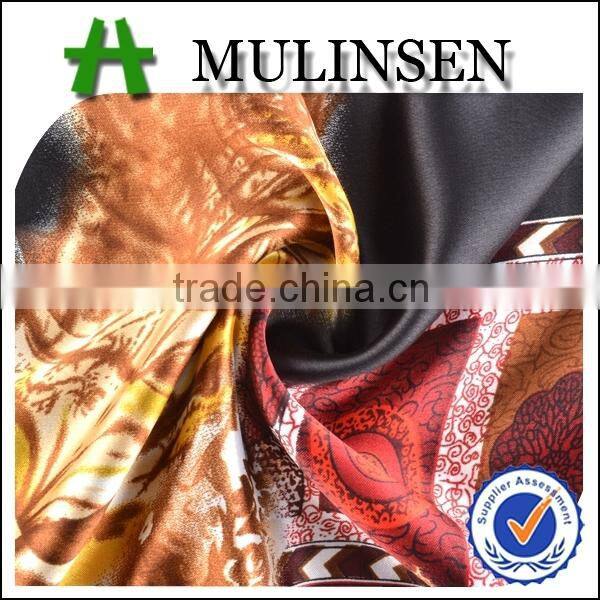 Shaoxing Textile Polyester 50D floral printed satin fabric/ satin nightgown fabric