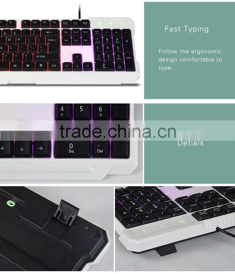 New style three colors partition backlit Water proof Wired Keyboard