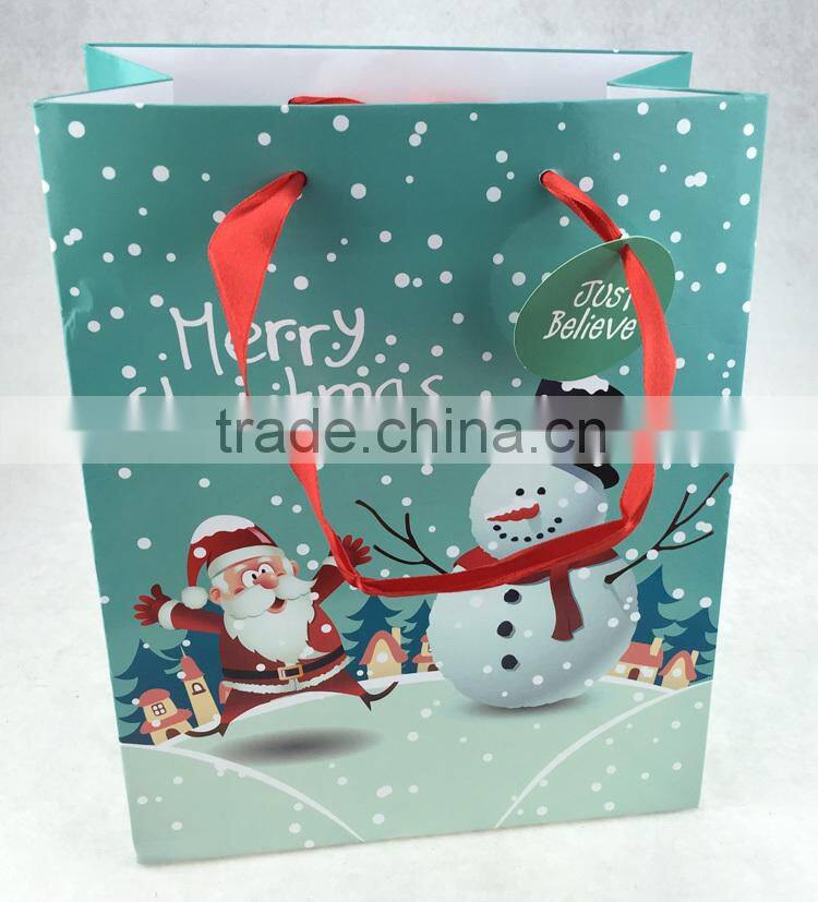 Christmas Gift Bag Red satin Ribbon and tag