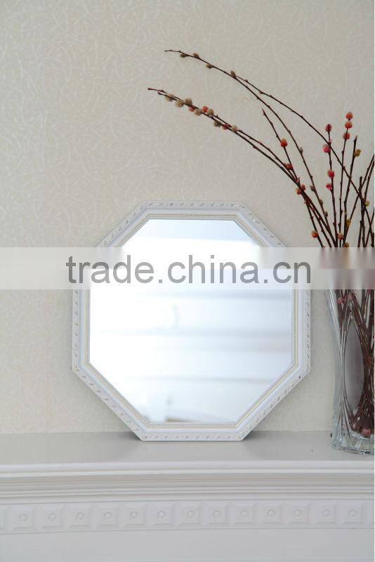 Hanging Mirror Wooden White Frame Octagonal Mirror