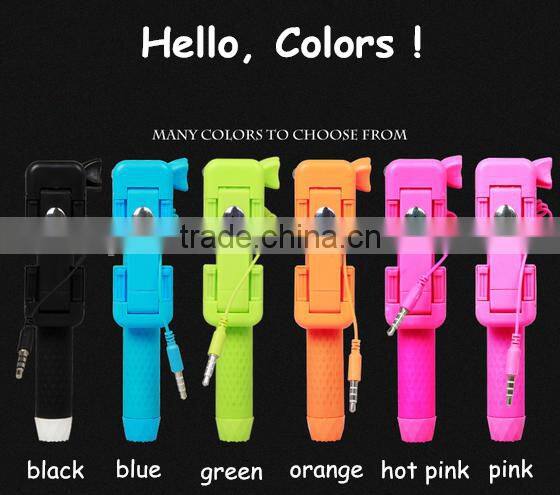 3.5MM Audio Cable Take Pole Selfie Stick - Self-portrait Monopod with cell phone clamp - Extendable Selfie Stick Monopad