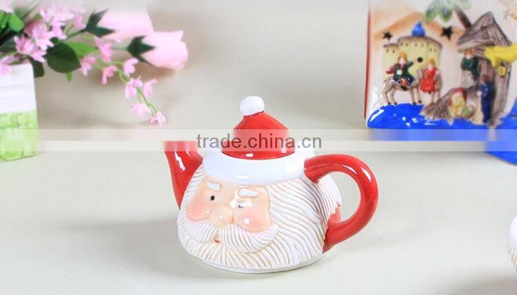 Creative Customized Christmas Santa Ceramics Tea Set and Milk Pot Set