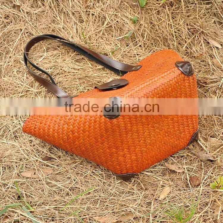 Hot selling handbag straw thailand handmade straw bag for women vacation beach bag