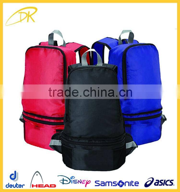 2016 BSCI audit factory design Dual purpose foldable backpack with cooler compartment