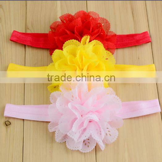 chiffon flower with headband for girl hair