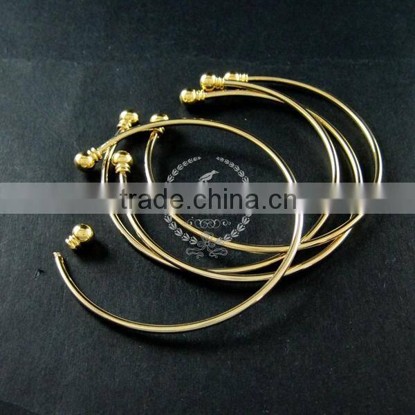 2mm thick wire one end open brass 14K light gold plated wiring bangle bracelet cuff DIY supplies 1900090