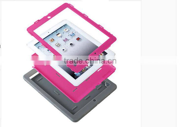 TWO-tone silicon+plastic full protective tablet case for ipad air