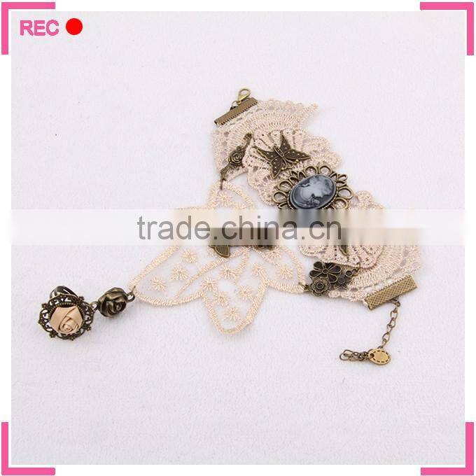 Finger chain ring bracelet for party, vintage style bracelet attached ring