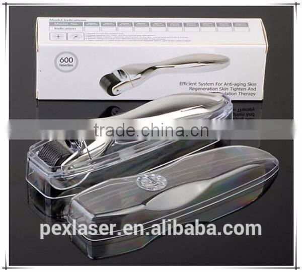1.0mm 600 pins dermaroller with silver handle for skin care