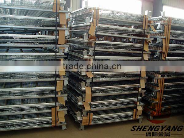Hot recycle collapsible stillage cages galvanized metal wire mesh storage bins factory warehouse used storage cages with wheels
