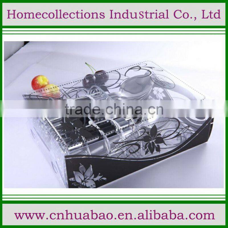 cutlery spoon fork knife set with plastic handle with standing box