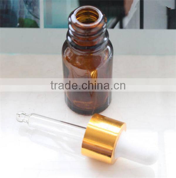 Hot sell round clear amber 10ml glass dropper bottles
