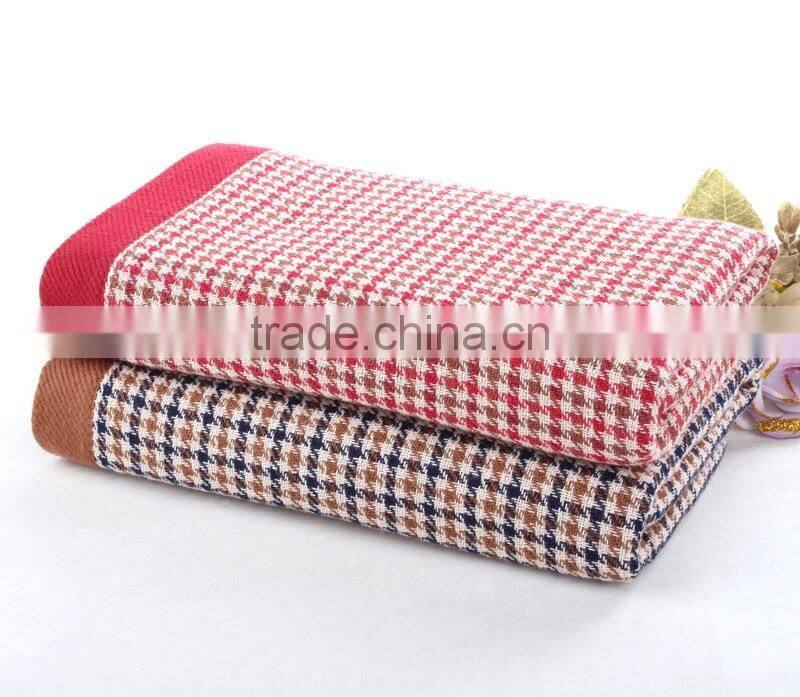 2015 Hot sale 100% check cotton bath towels, cotton face towel