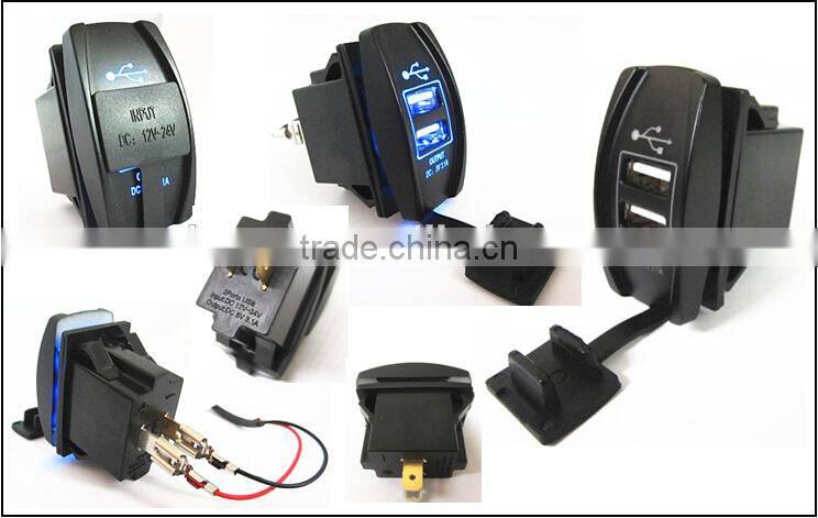 Brand New Motorcycle Car Dual USB Power Supply Charger Port Socket Waterproof DC12-24V