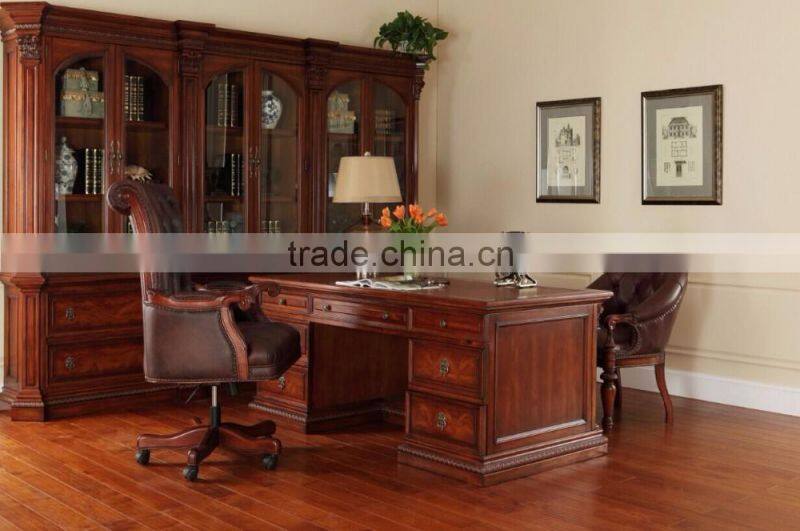 Luxury French Style Living Room Leisure Armchair/Antique Wood Carved Leather Office Chair, Side Chair