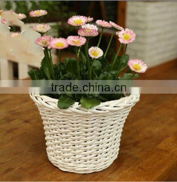 handmade white wicker flower basket wedding flower basket with plastic liner