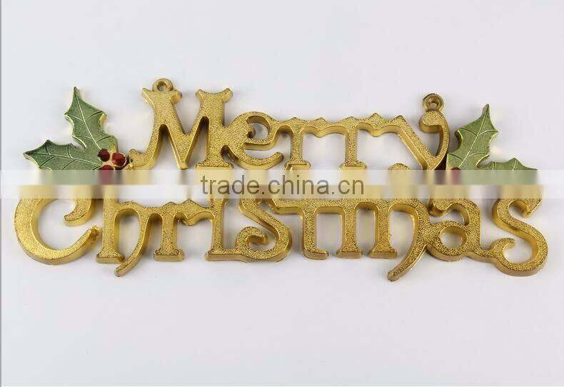Plastic Decorative Hanging Merry Christmas Word Crafts Decoration Christmas With Leaf