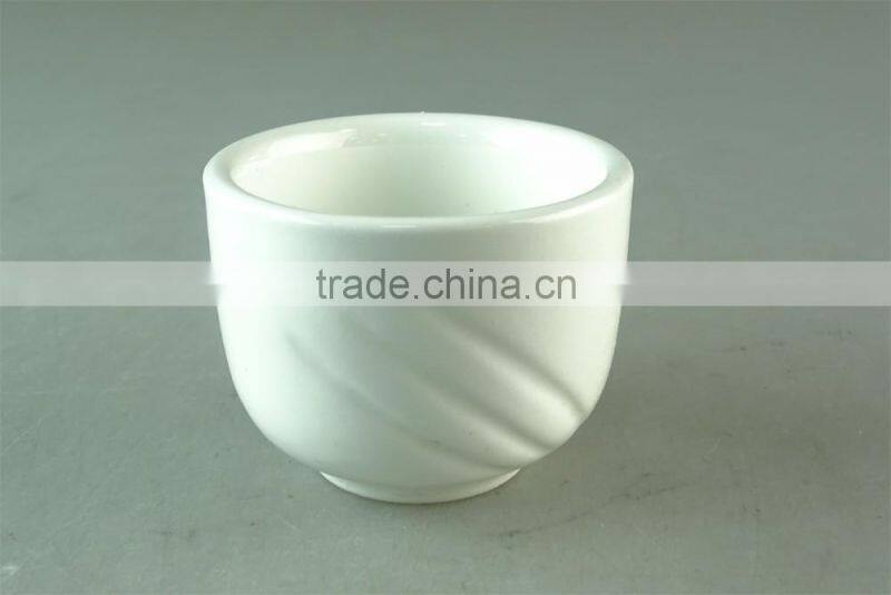 white porcelain cup embossed wave design