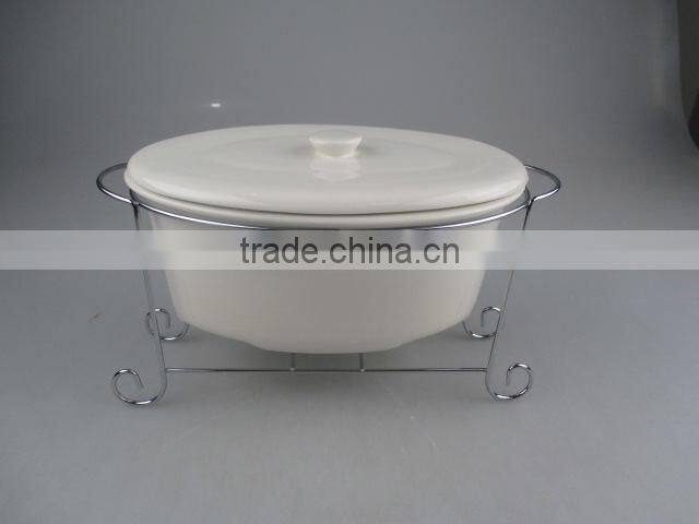 Wholesale stocklot porcelain soup tureen with iron hob