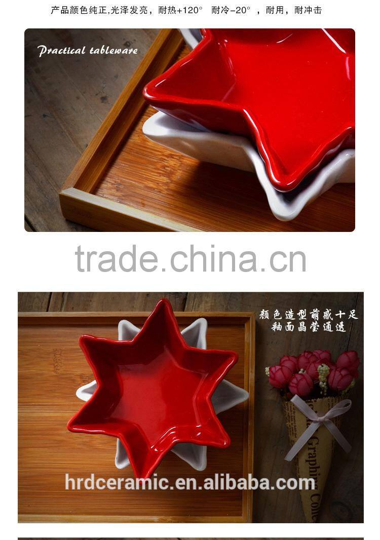 China dish star shape small ceramics dish,sauce dish ,creative dish, snack dish