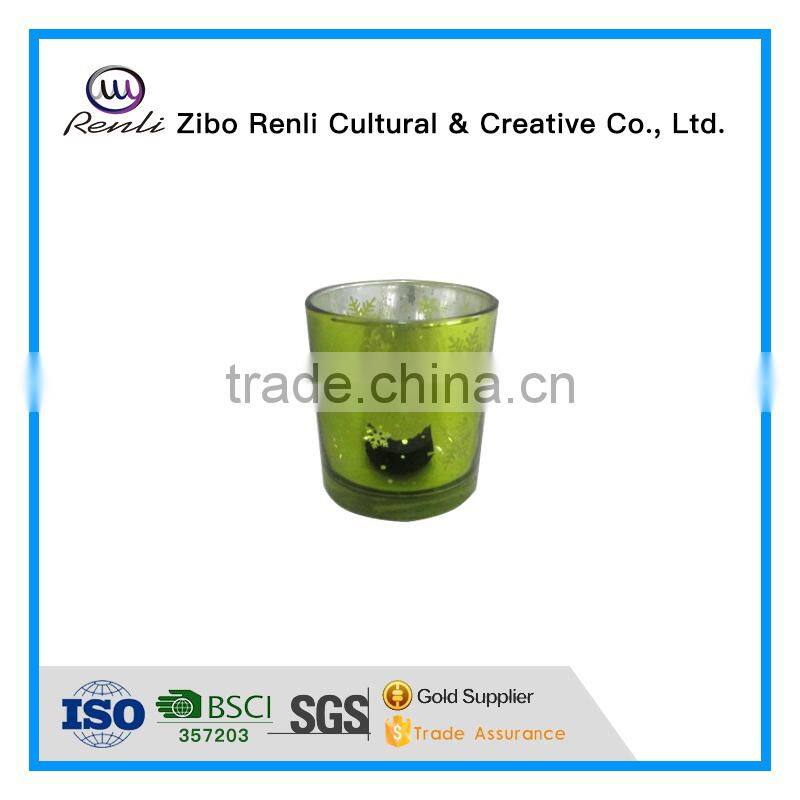 Electroplated Design Decorative Glass Votive Candle Holder Christmas