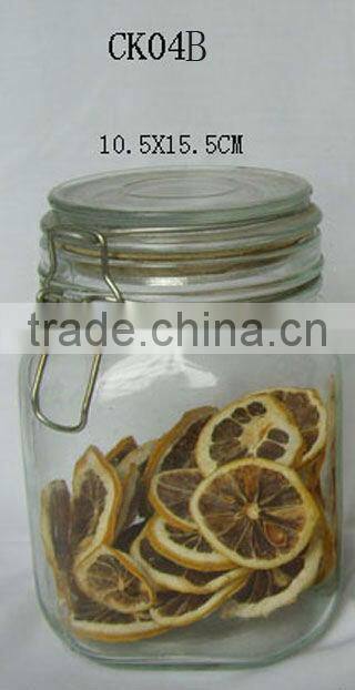 clear square big glass airless jar with clamp glass lid