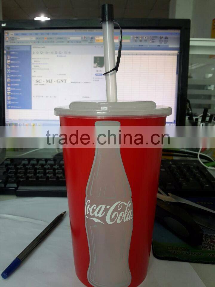 32Oz Plastic Cup with Straw for Promotion