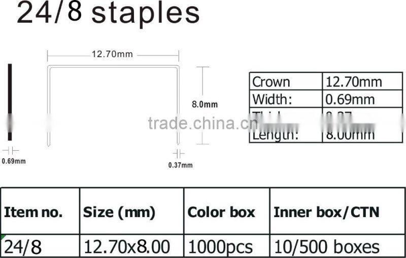 2015 high quality galvanized office 24/8 staple pins