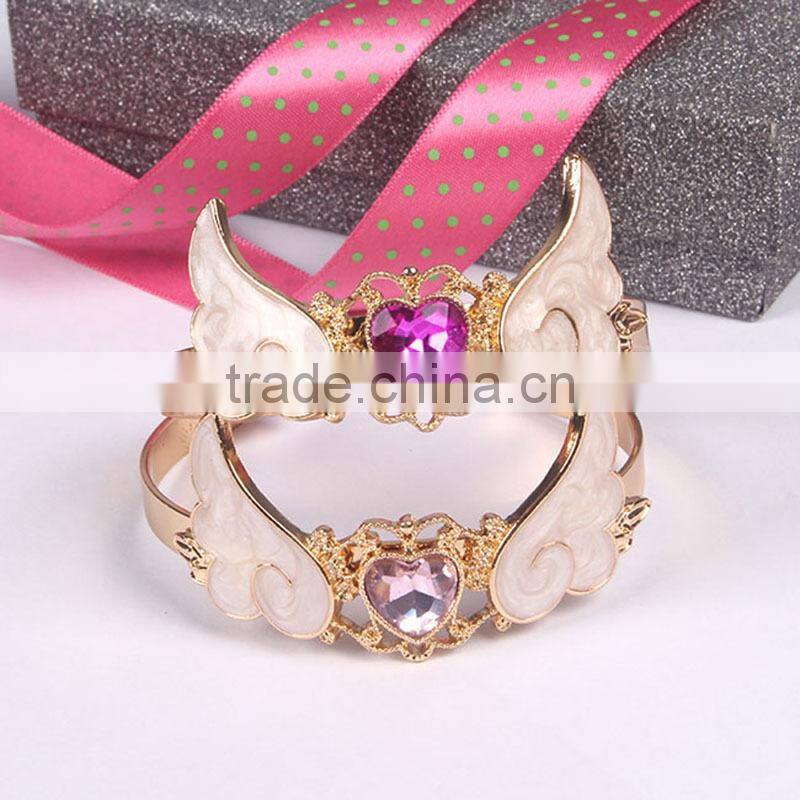 crystal heart angel wing cuff bangle gold angel wing cuff bangle