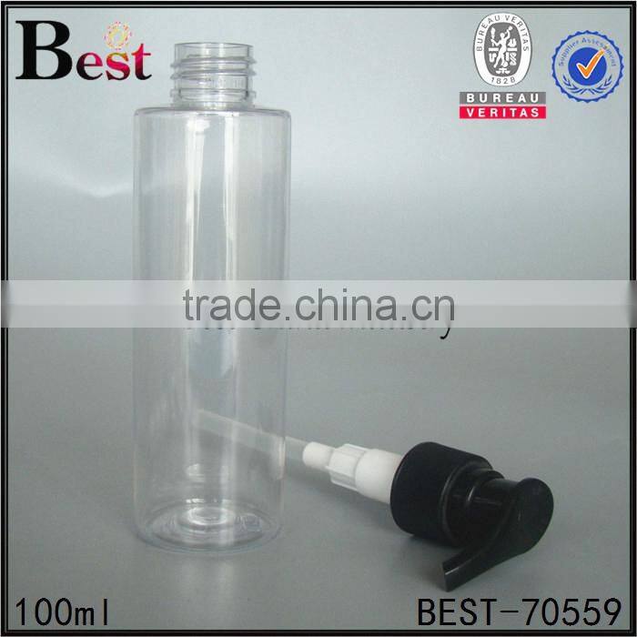 2017 personal care pet plastic 100ml plastic spray bottle cosmetic round shape plastic trigger spray bottle with black cap