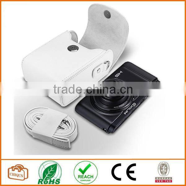 Protective Compact Case with Magnetic Closure and Strap Compatible with Digital Camera (White)