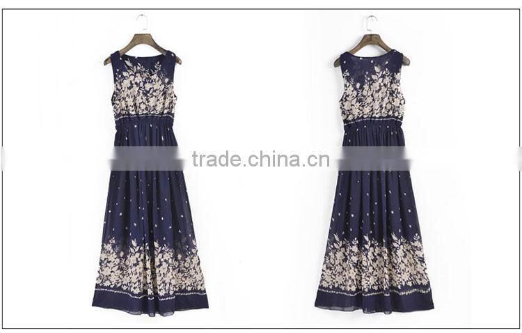 2016 Women Long Boho Maxi s Chiffon Floral seaside Dress Summer Beach Dresses wholesale