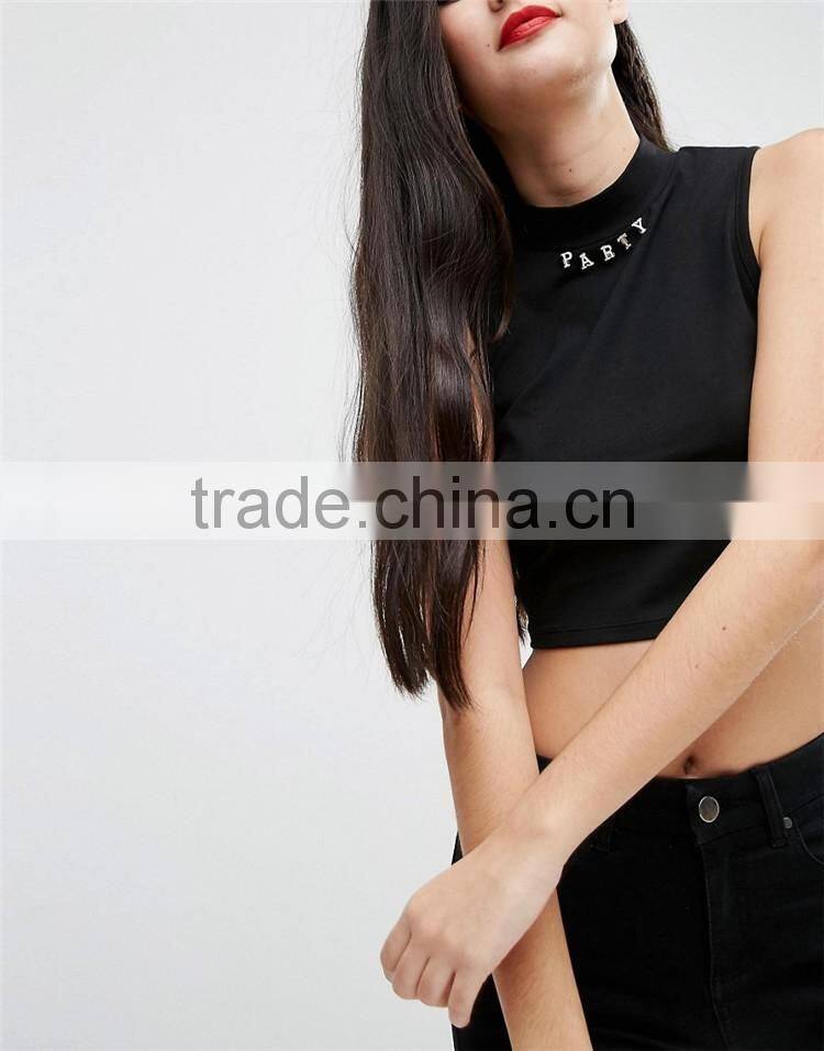 Cotton T Shirt Summer 2016 Women Clothes Plain Crop Top