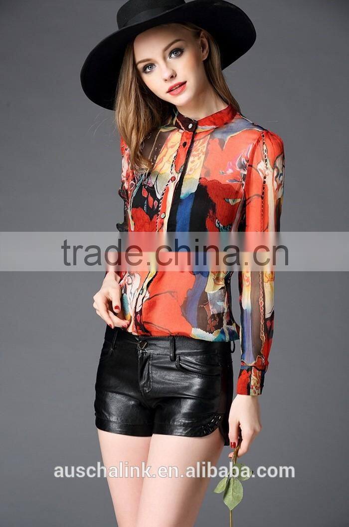 autumn new style popular women 100% real silk shirt