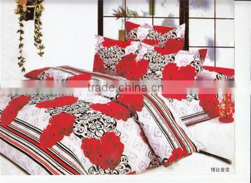 100%polyester disperse printed rose flower luxury diamond velvet bedding set