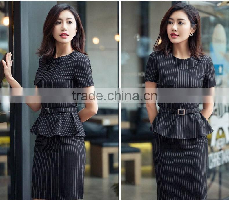 Office Ladies Short Sleeve Work Wear Blouse and Skirt Uniform