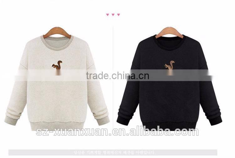 Latest Gray short pullover o-neck hoody with printing for women