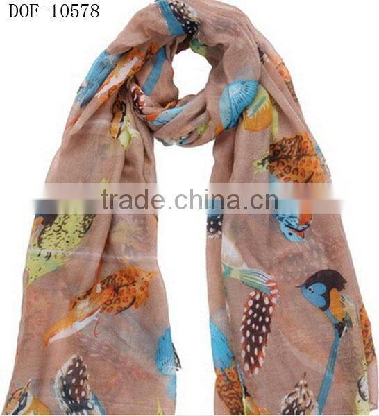 Fashion print bird&feather hot scarf
