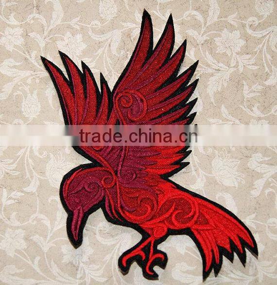 Custom high quality embroidered creative bird patch for clothes embroidery patch made in china choose size/color